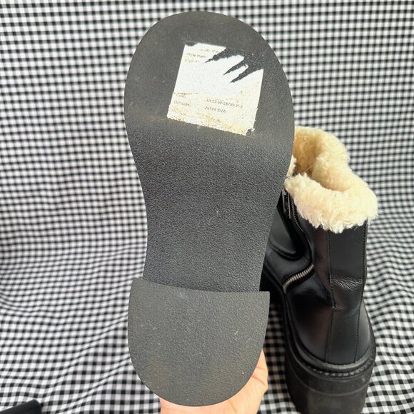 Ugg x Opening Ceremony Leather Shearling Moc Toe Black Boots Women's Size 7 - Picture 4 of 6